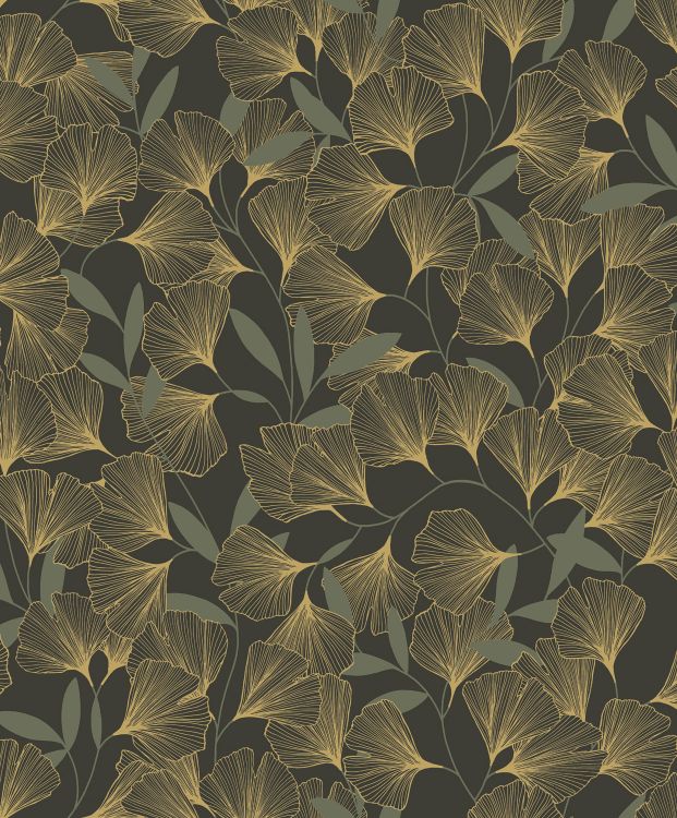 Attitude vliesbehang Ginko bladeren goud 53cmx10m
