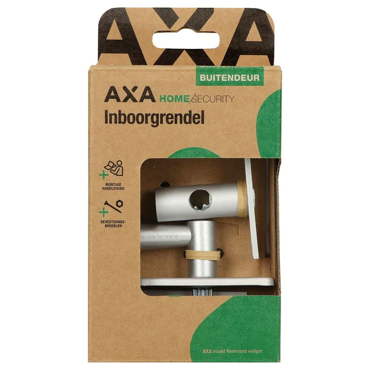 AXA Home Security inboorgrendel+sluitplaat kunststof 4,5cm alu F1 - Image 2