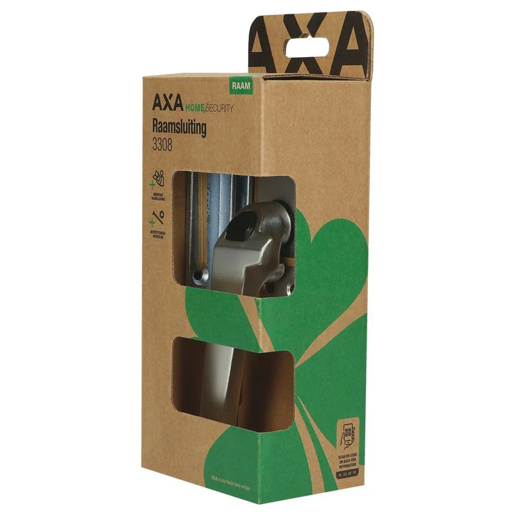 AXA raamsluiting met drukknop linksdraaiend aluminium zilver