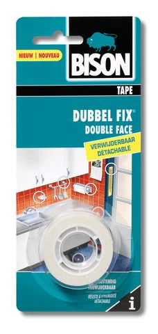 Bison Dubbelfix tape verwijderbaar wit 19mmx1,5m