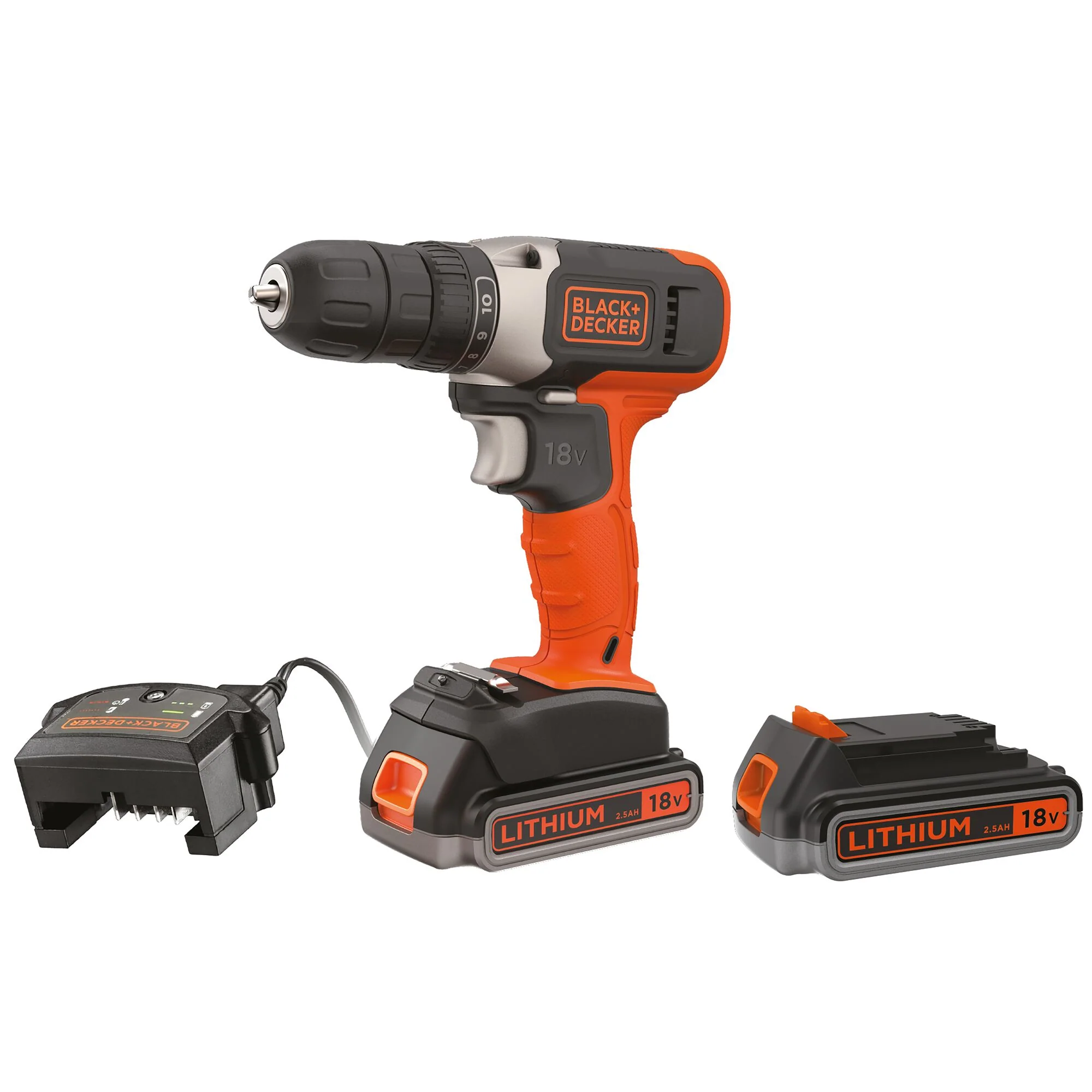 Black & Decker schroef-/boormachine BCD001E2K-QW 18V Li-Ion 2 accu's