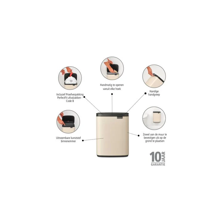 Brabantia afvalemmer Bo soft beige 7L - Image 7