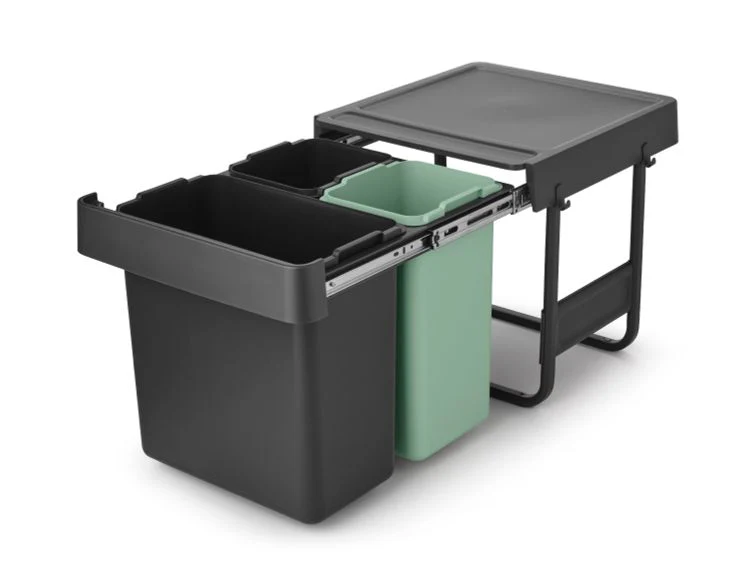 Brabantia inbouwemmer Sort & Go dark grey 10+10+20L - Image 2