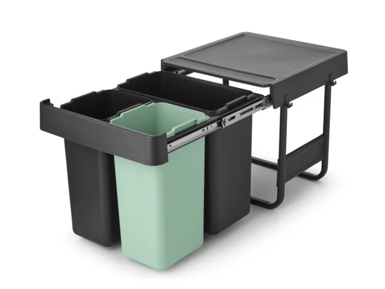 Brabantia inbouwemmer Sort & Go dark grey 10+10+20L - Image 3