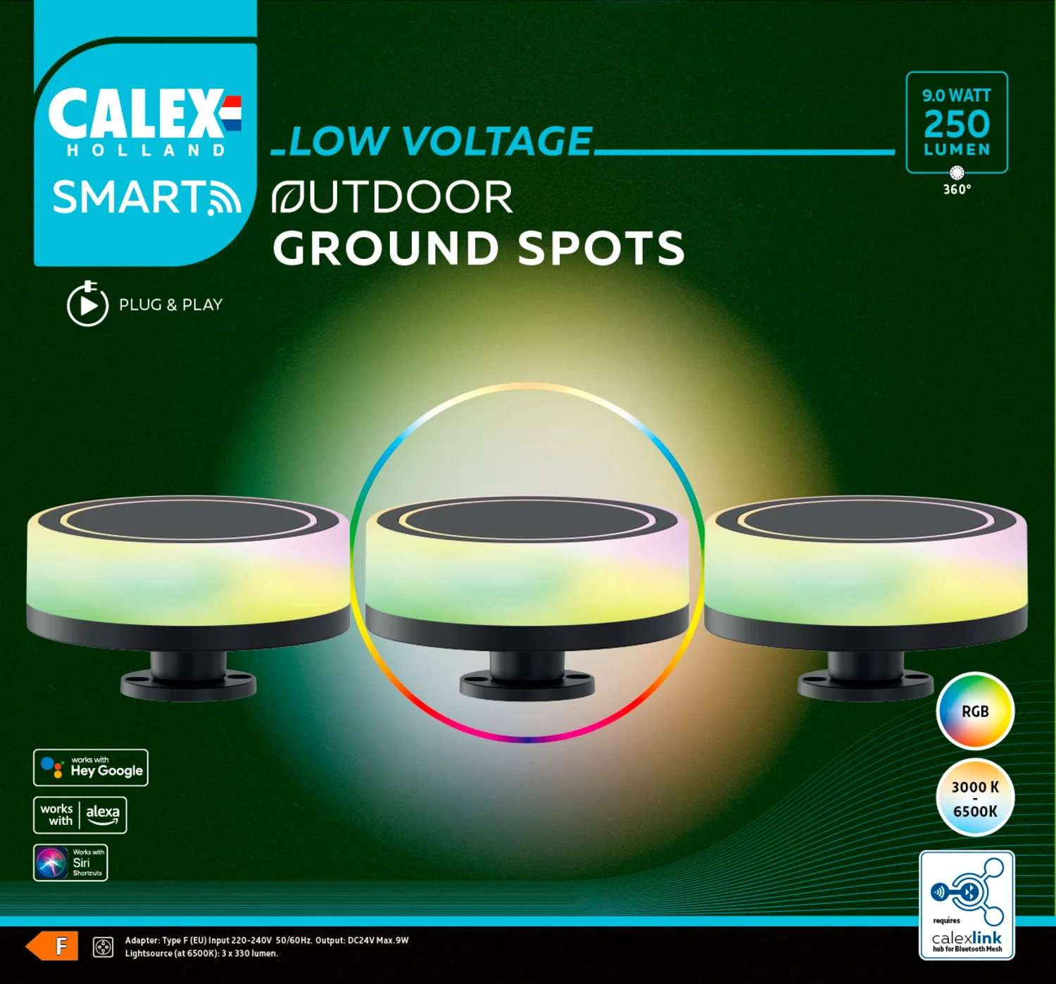 Calex LED buitenlamp Smart outdoor grondspot zwart 3st - Image 4