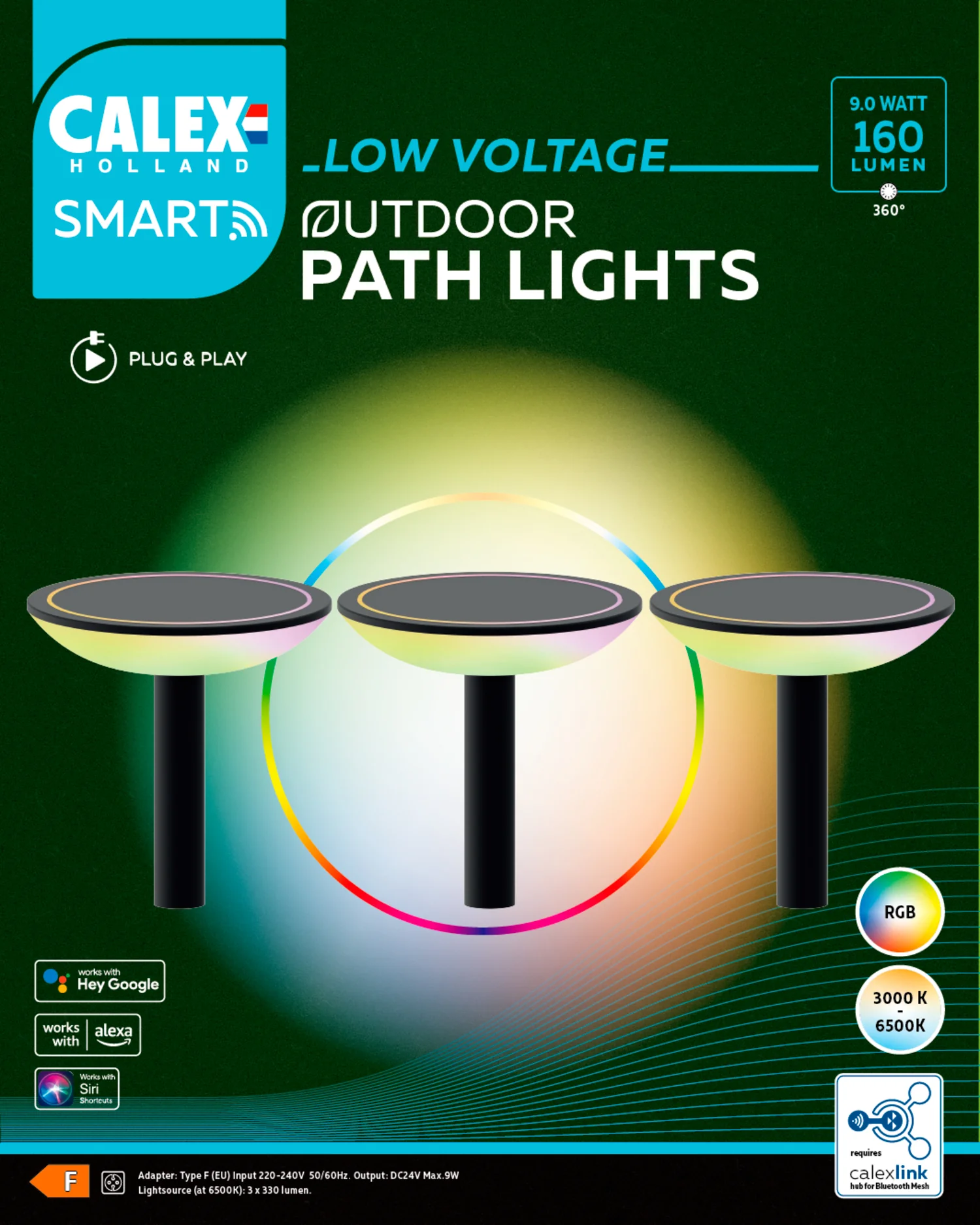 Calex LED buitenlamp Smart outdoor pathlights zwart 3st - Image 4