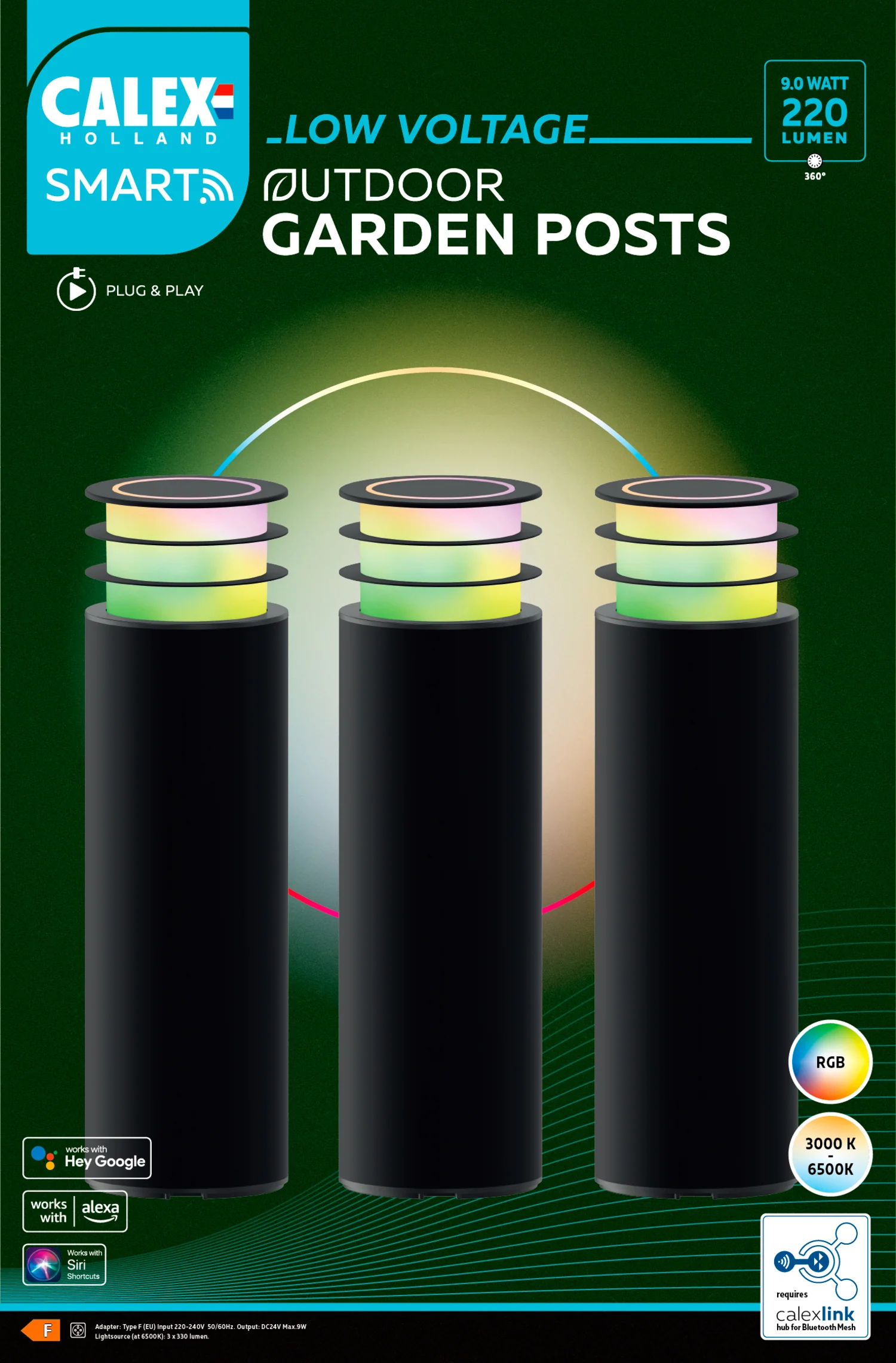 Calex Led buitenlamp Smart outdoor sokkel zwart 3st - Image 4