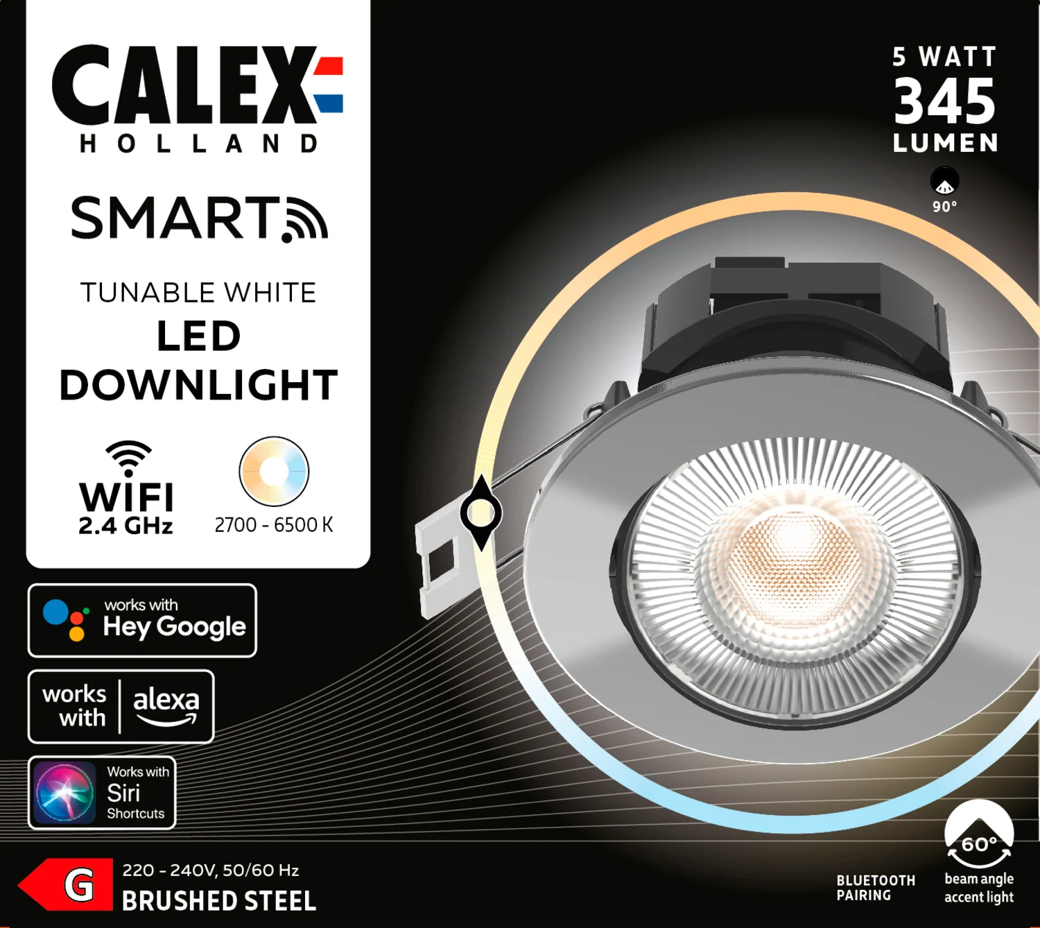 Calex LED inbouwspot Smart RVS ⌀8,5cm dimbaar - Image 4