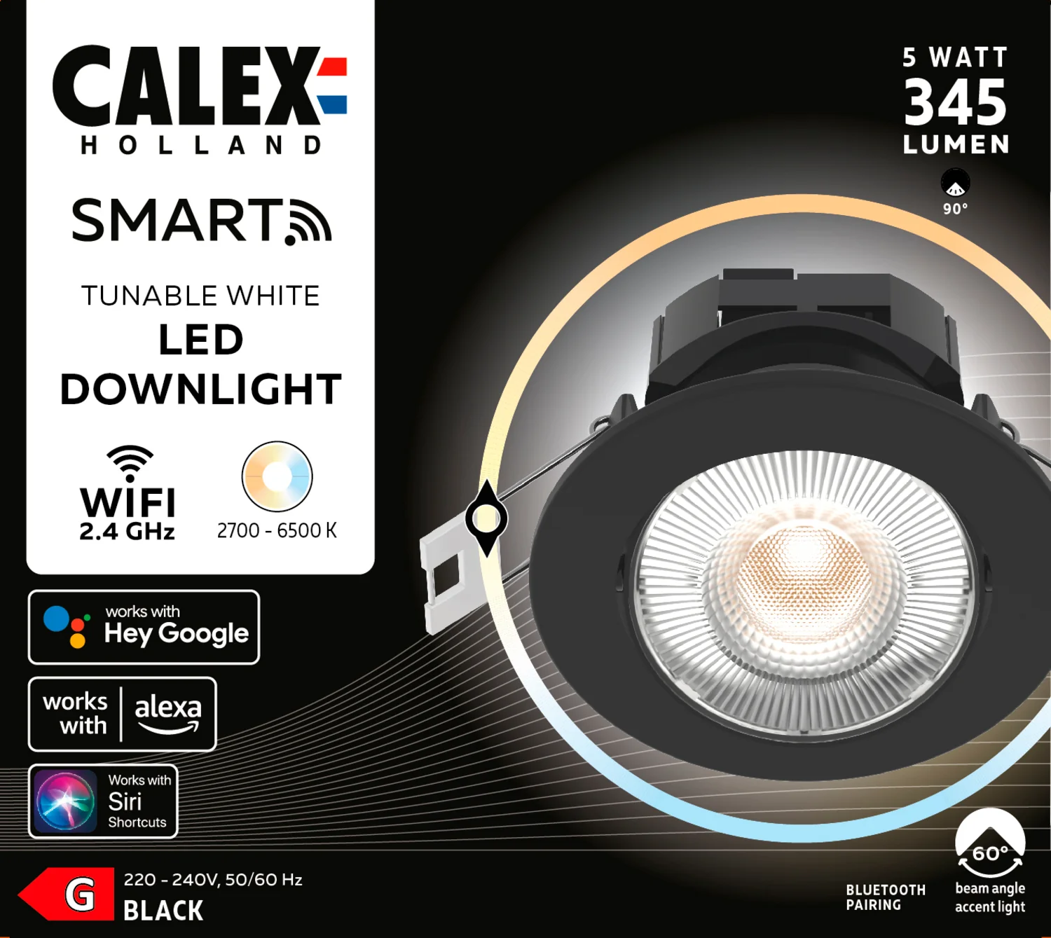 Calex LED inbouwspot Smart zwart ⌀8,5cm dimbaar - Image 3