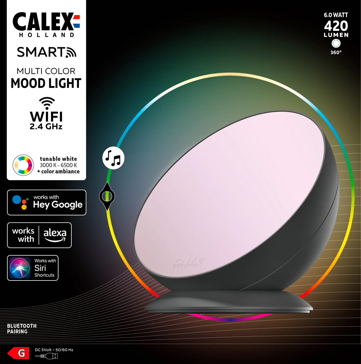 Calex LED tafellamp Smart Moodlight ⌀17,5cm zwart - Image 4