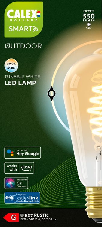 Calex Smart LED  edison dimbaar E27 goud dual white 7W 550LM - Image 4