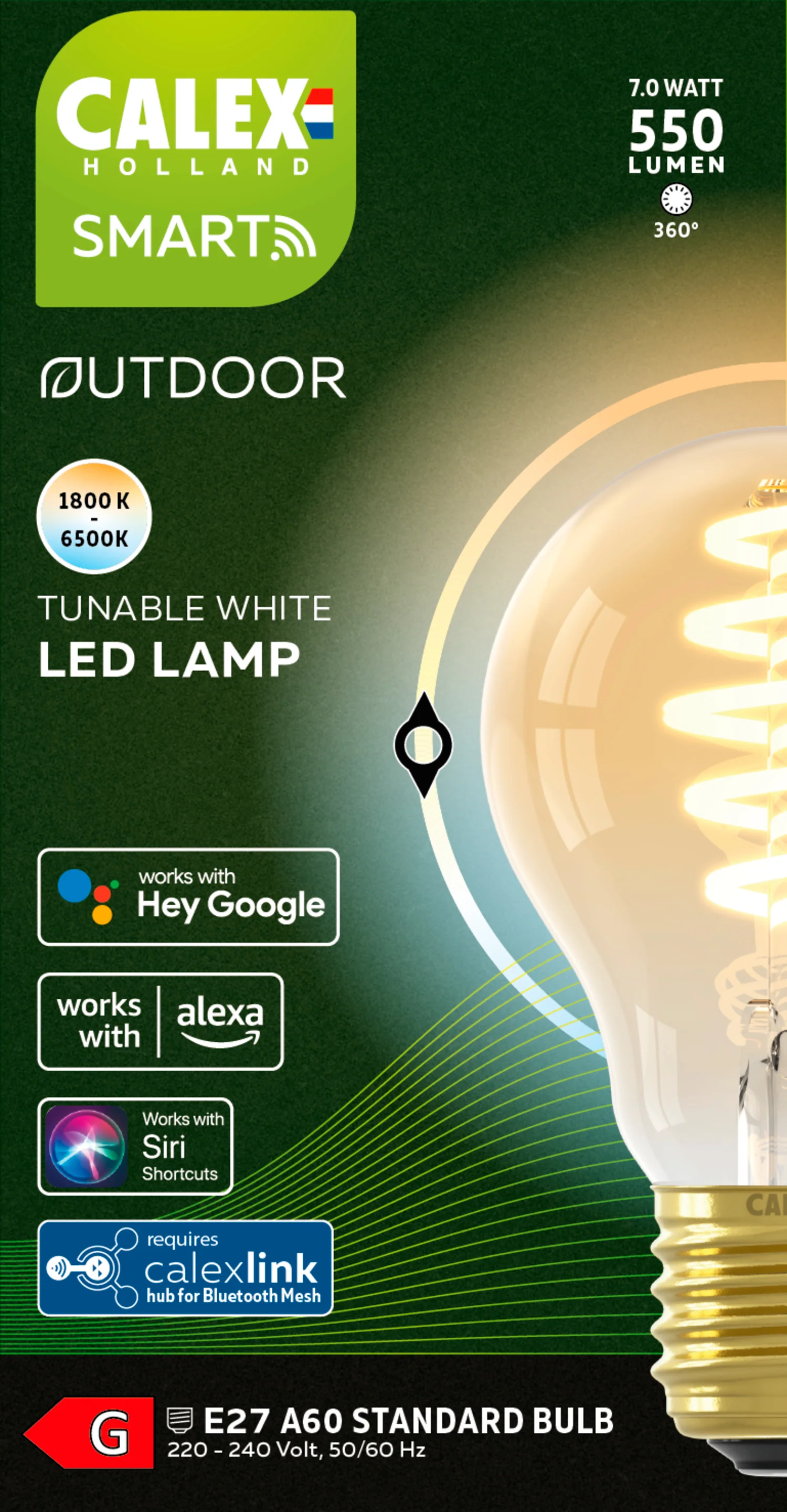 Calex Smart LED filament dimbaar E27 goud dual white 7W 550LM - Image 4