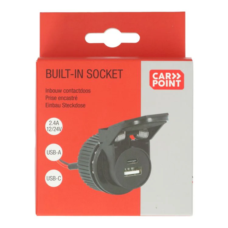 Carpoint inbouwcontactdoos USB-A/USB-C zwart 12/24V - Image 6