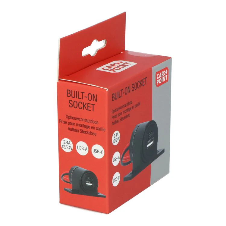 Carpoint opbouwcontactdoos USB-A/USB-C zwart 12/24V - Image 4