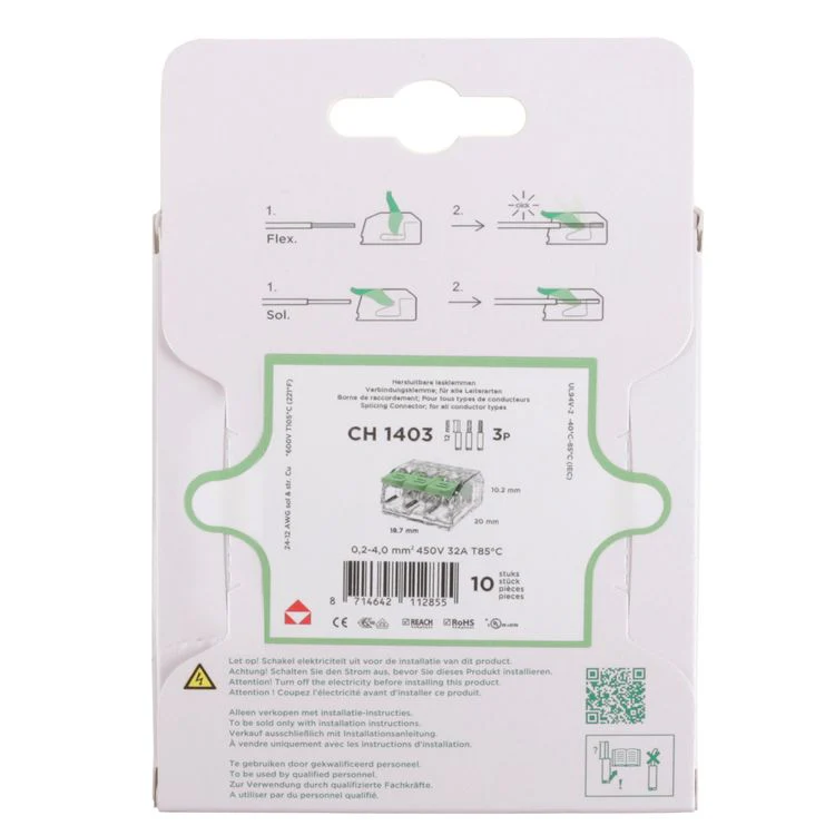 Conex lasklem 3-polig 0,2x4mm² 10st - Image 3