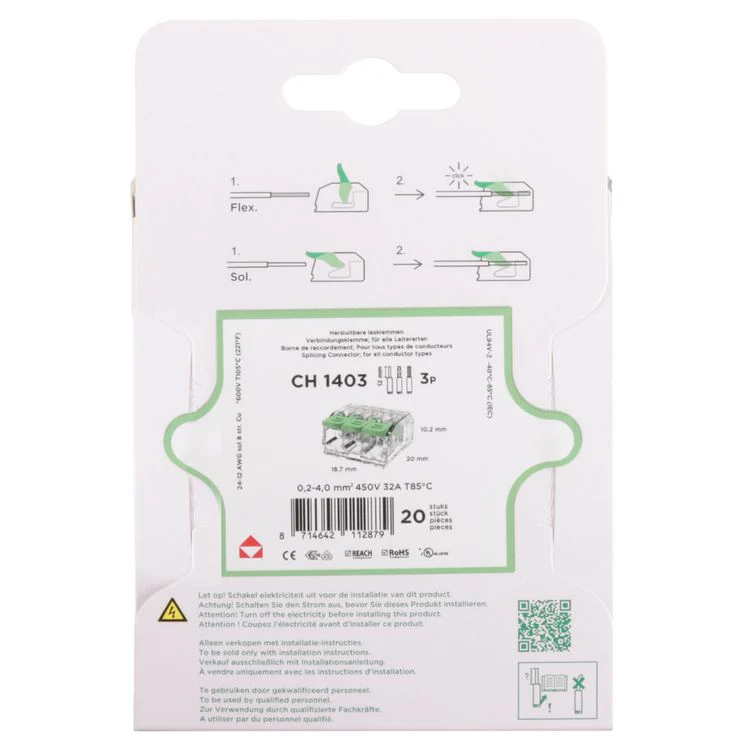 Conex lasklem 3-polig 0,2x4mm² 20st - Image 3