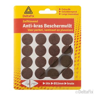 Deltafix anti-krasvilt rond bruin 22mm 16st
