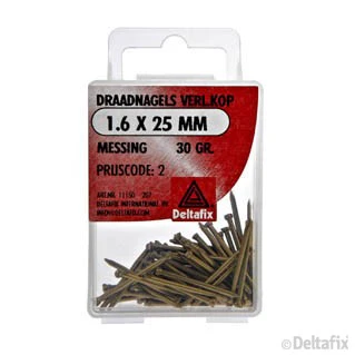 Deltafix draadnagel messing goud 1,6x25mm 30gr