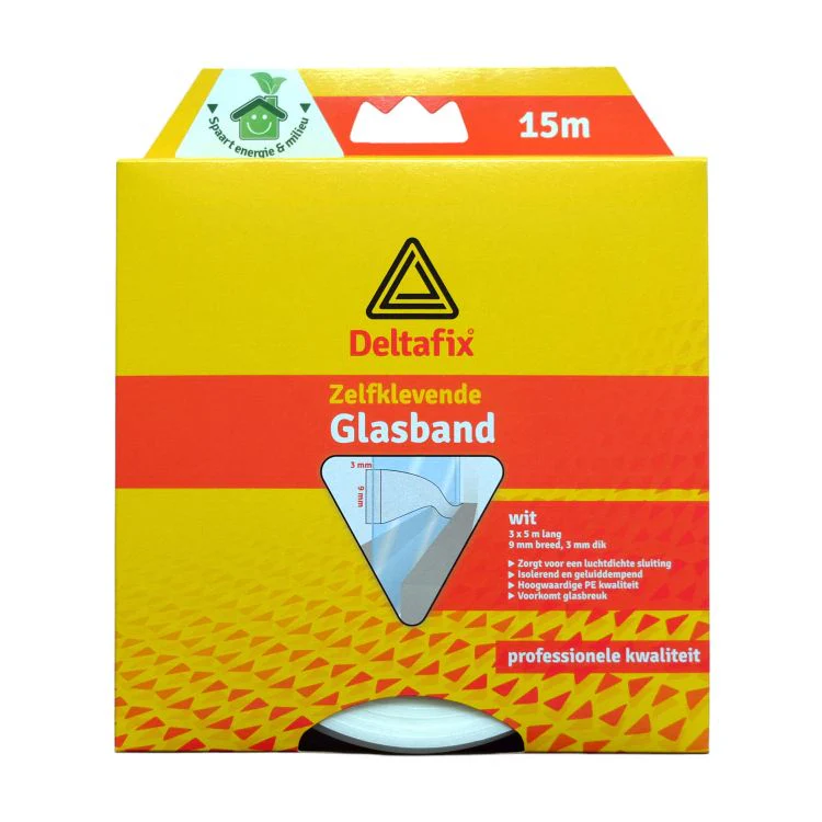 Deltafix glasband I-profiel polyester wit 9x3mm 15m