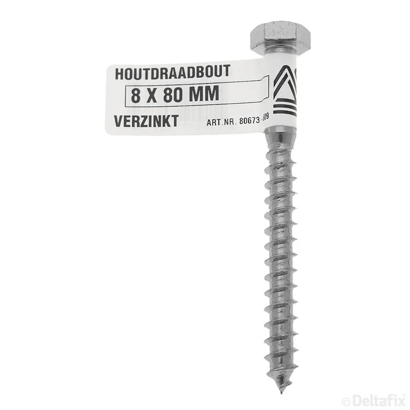 Deltafix houtdraadbout verzinkt staal 8x80mm