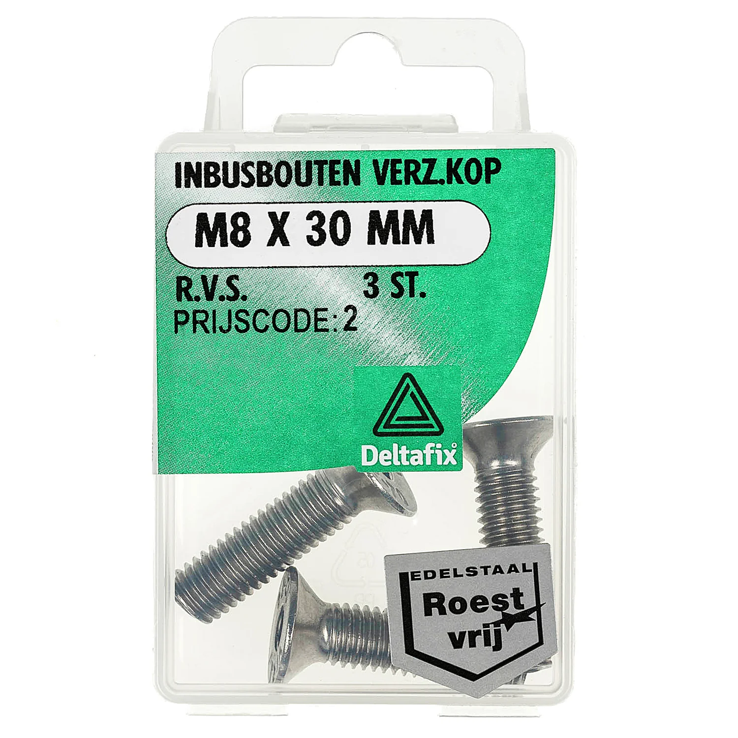 Deltafix inbusbout RVS M8x30mm 3st