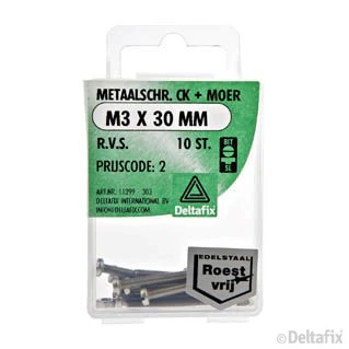 Deltafix metaalschroef cilinderkop M3x30mm 10st