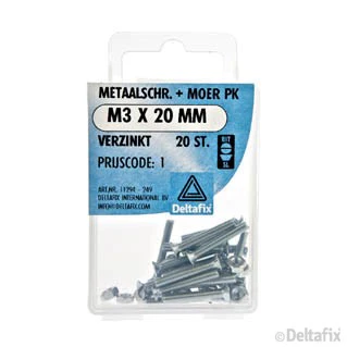 Deltafix metaalschroef platkop M3x20mm 20st