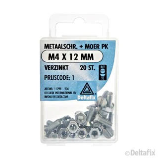 Deltafix metaalschroef platkop M4x12mm 20st