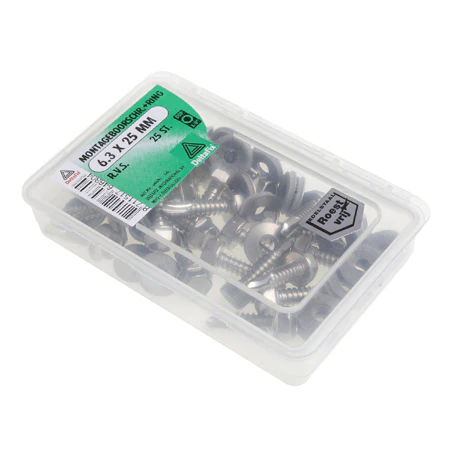 Deltafix montageschroef met ring zeskant RVS 6,3x38mm 25st