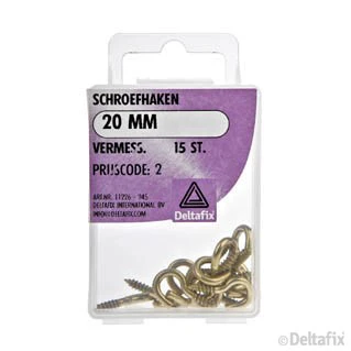 Deltafix schroefhaak vermessingd goud 20mm 15st