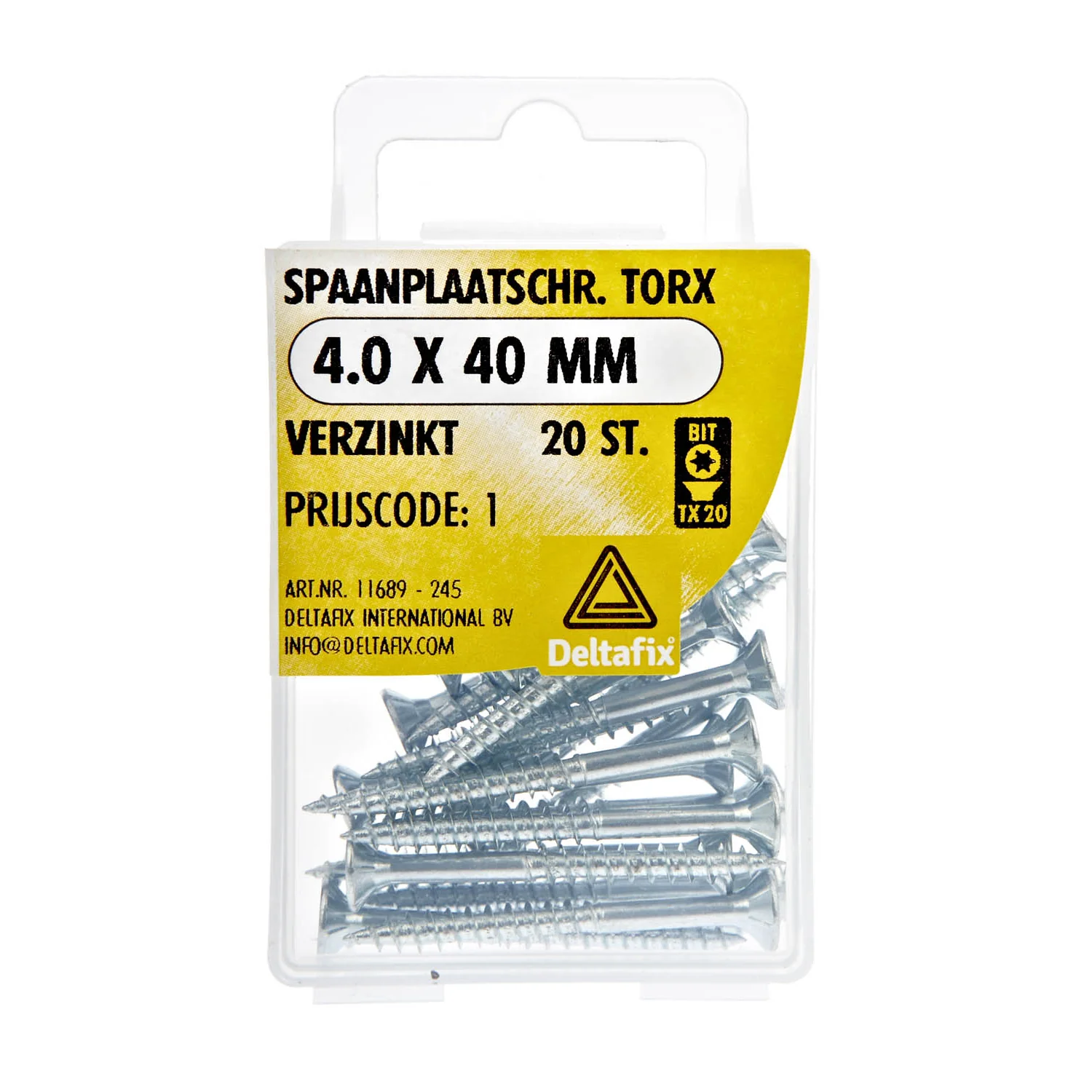 Deltafix spaanplaatschroef platkop 4x40mm 20st