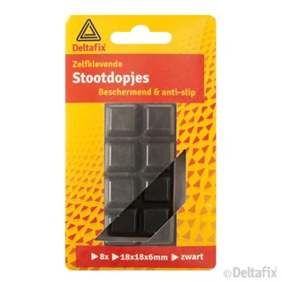 Deltafix stootdop vierkant zwart 18X18X6mm 8st