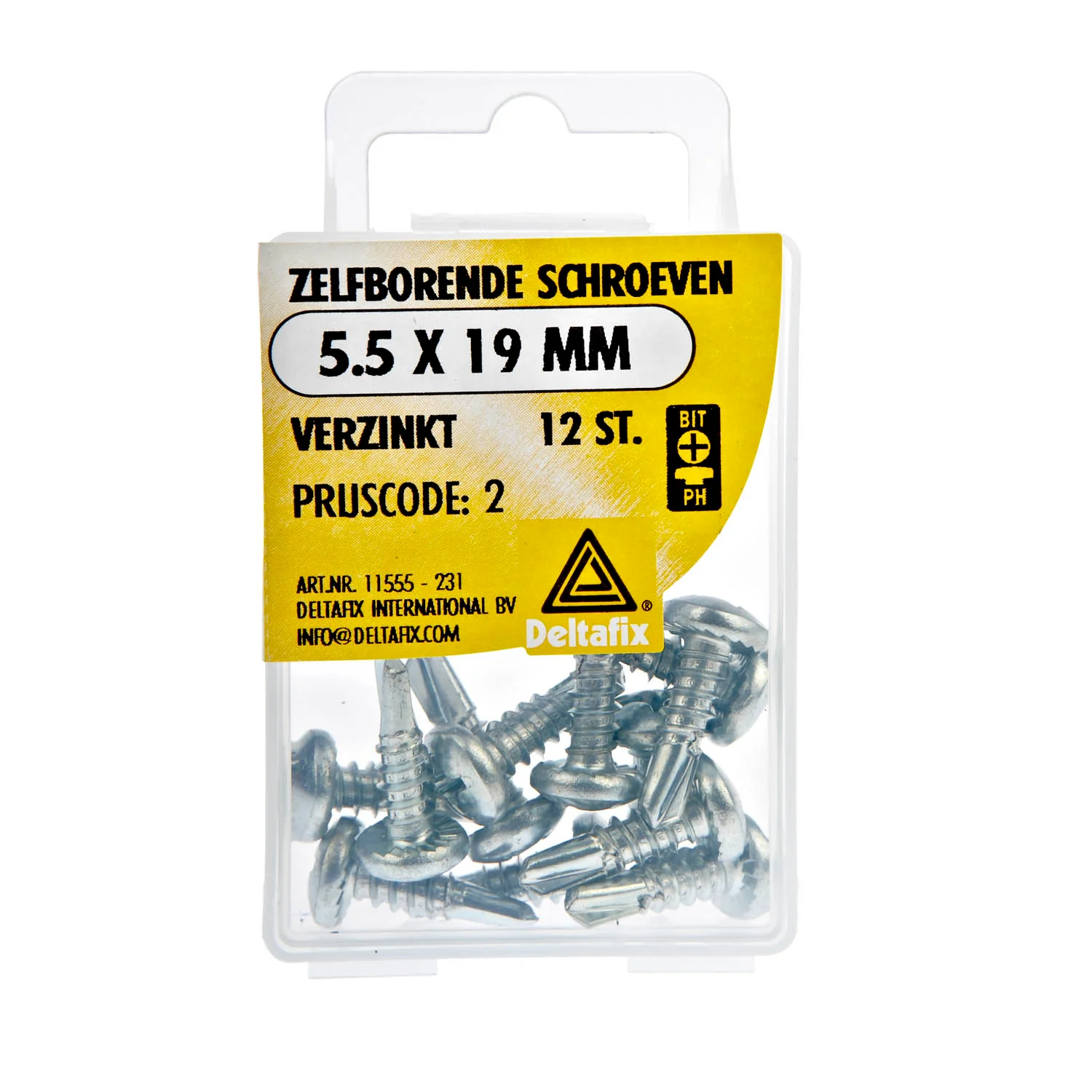 Deltafix zelfborende schroef philips cilinderkop 5,5x19mm 12st