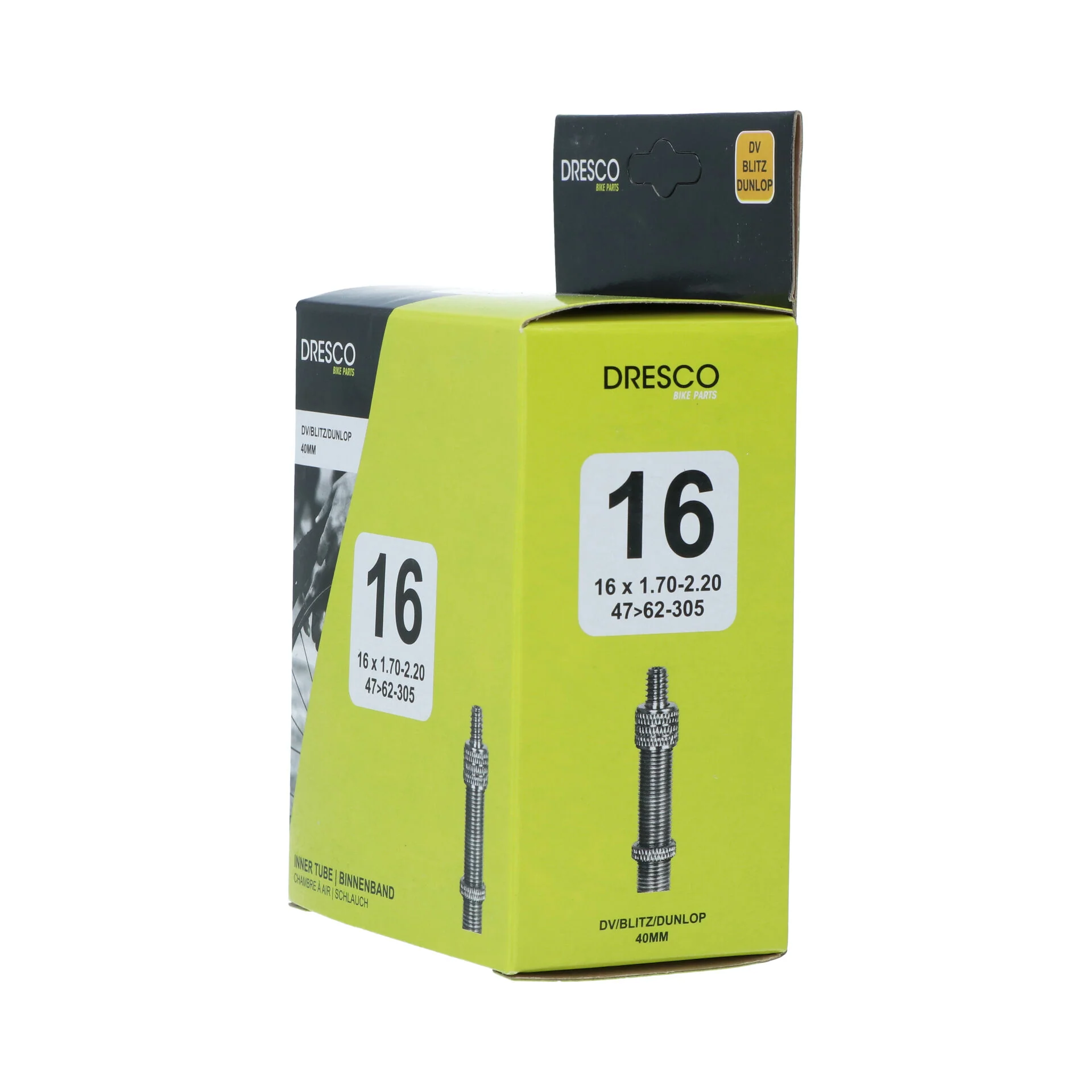 Dresco binnenband 16 inch DV-40mm  47/62-305 zwart, zilver - Image 4