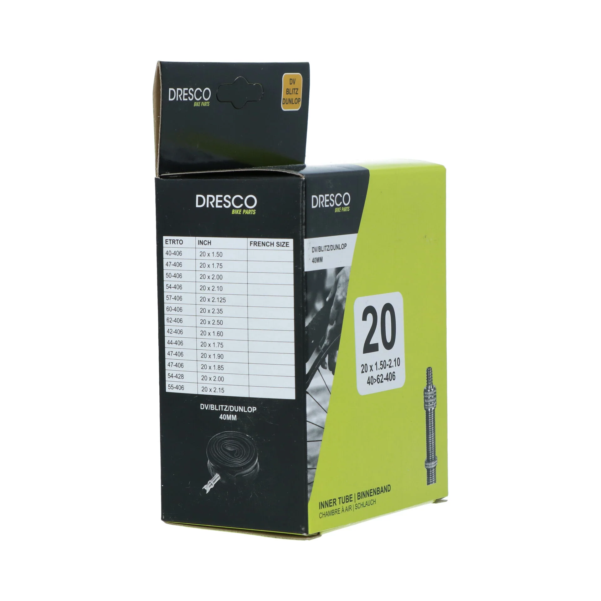 Dresco binnenband 20 inch DV-40mm  40/62-406 zwart, zilver - Image 2
