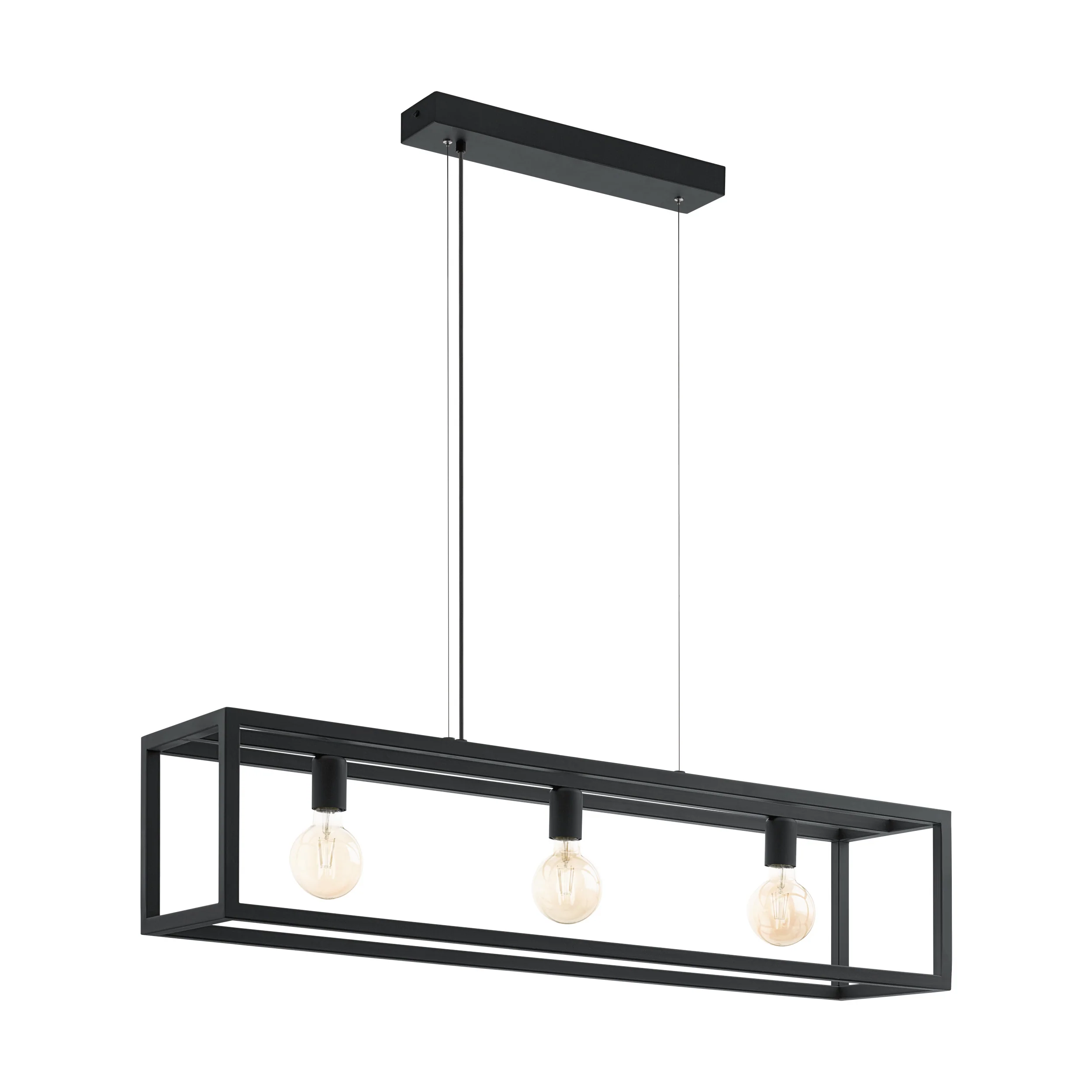 Eglo hanglamp Elswick 3-lichts zwart
