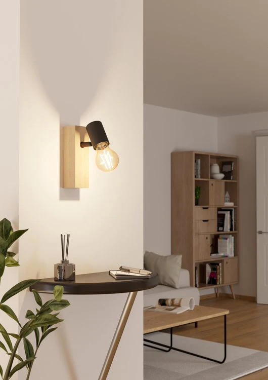 Eglo wandlamp Townshend spot E27 zwart hout - Image 2