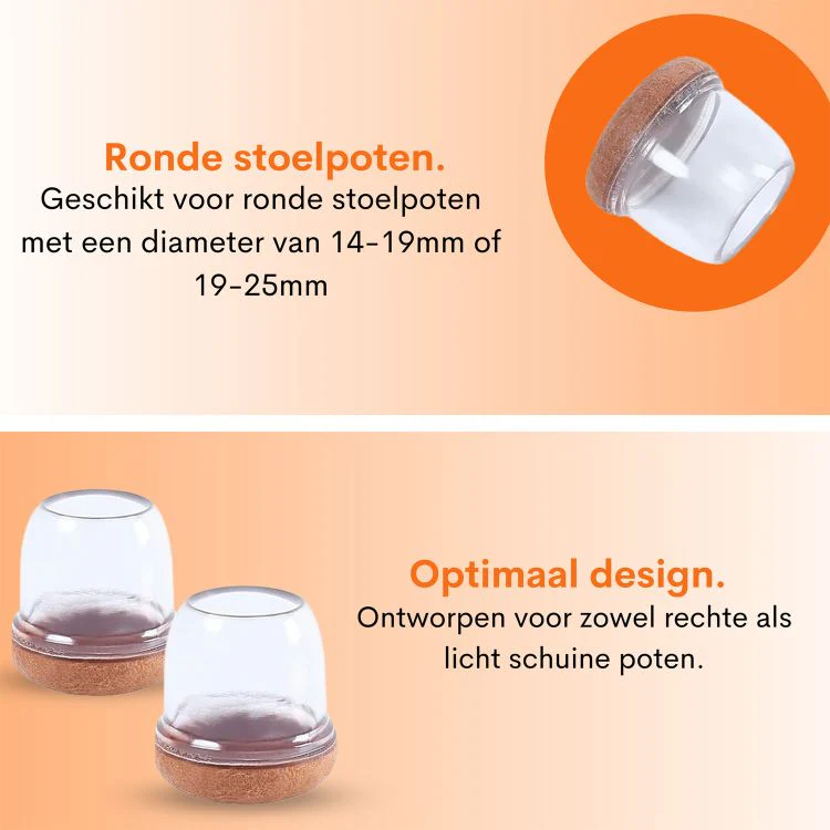 Flooq Fien stoelpoot anti-krasviltdop rond transparant 19-25mm 8st - Image 3