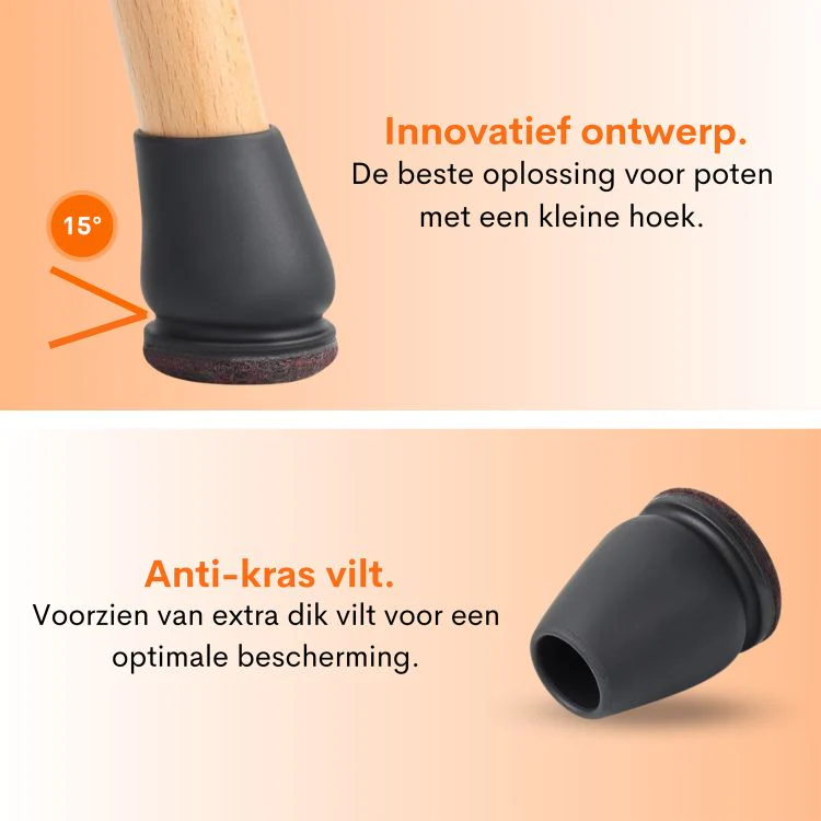 Flooq Floor stoelpoot anti-krasviltdop rond zwart 14-21mm 8st - Image 5