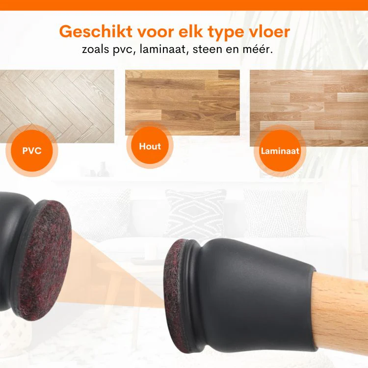 Flooq Floor stoelpoot anti-krasviltdop rond zwart 14-21mm 8st - Image 7