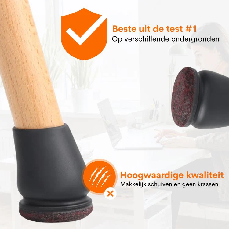 Flooq Floor stoelpoot anti-krasviltdop rond zwart 14-21mm 8st - Image 8