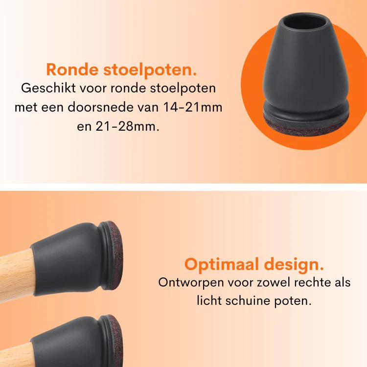 Flooq Floor stoelpoot anti-krasviltdop rond zwart 22-28mm 8st - Image 4