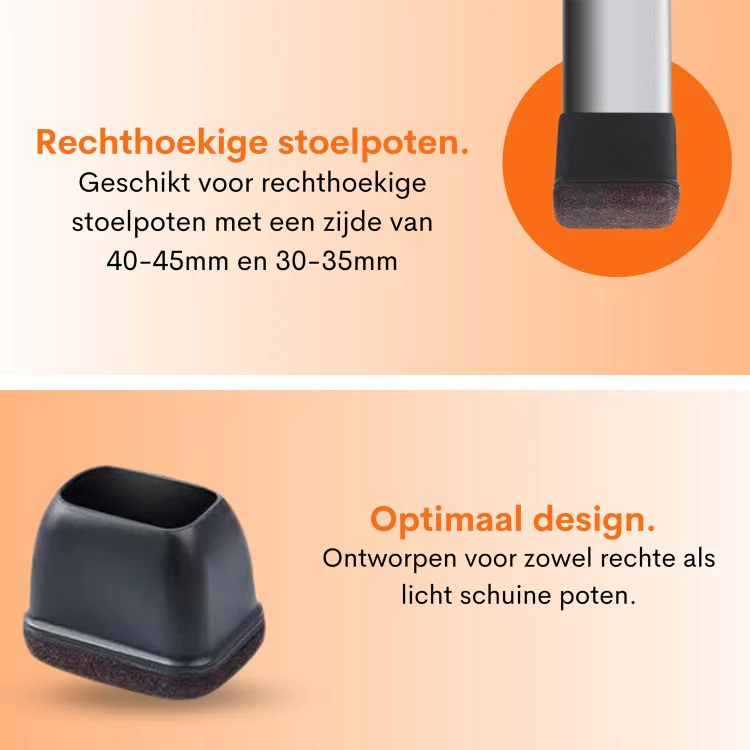 Flooq Friso stoelpoot anti-krasviltdop rechthoek zwart 30x15mm 8st - Image 3