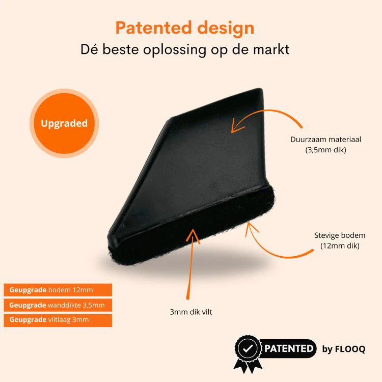 Flooq Frits stoelpoot anti-krasviltdop rechthoek zwart 27x12mm 8st - Image 3