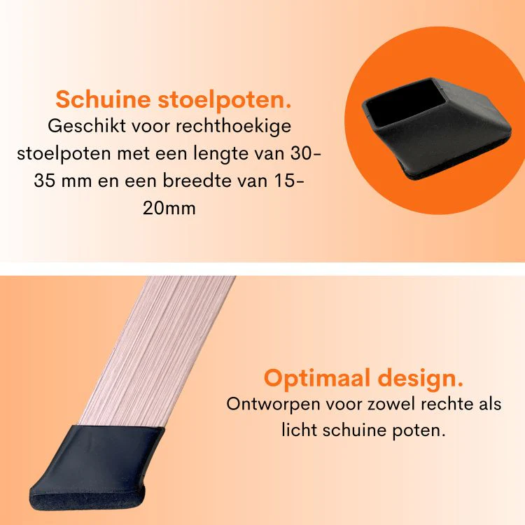 Flooq Frits stoelpoot anti-krasviltdop rechthoek zwart 27x12mm 8st - Image 4