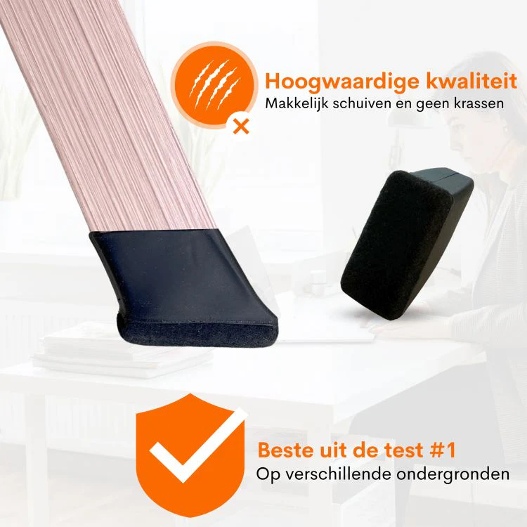 Flooq Frits stoelpoot anti-krasviltdop rechthoek zwart 27x12mm 8st - Image 7
