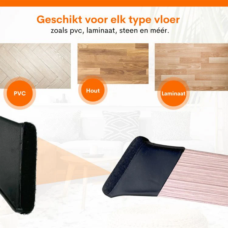 Flooq Frits stoelpoot anti-krasviltdop rechthoek zwart 34x15mm 8st - Image 8