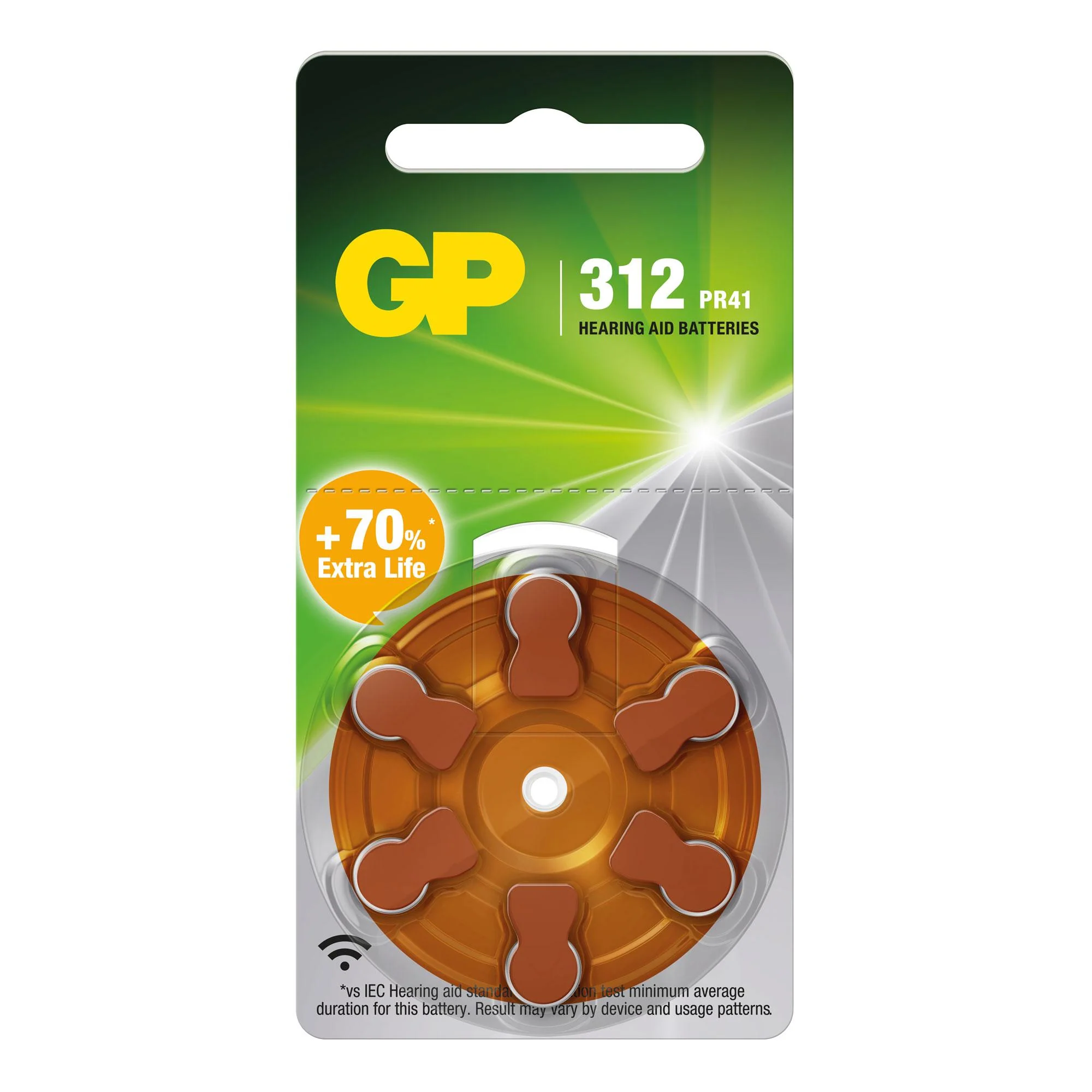 GP gehoorbatterij ZA312 zinc-air 1,45V 6st - Image 2