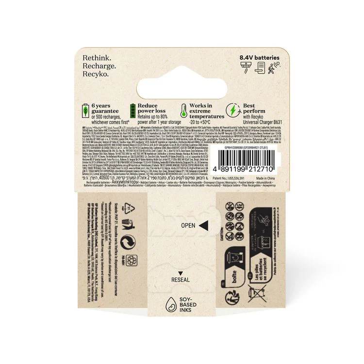 GP Recyko 9V batterij NiMH oplaadbaar 200mAh 8,4V 1st - Image 2