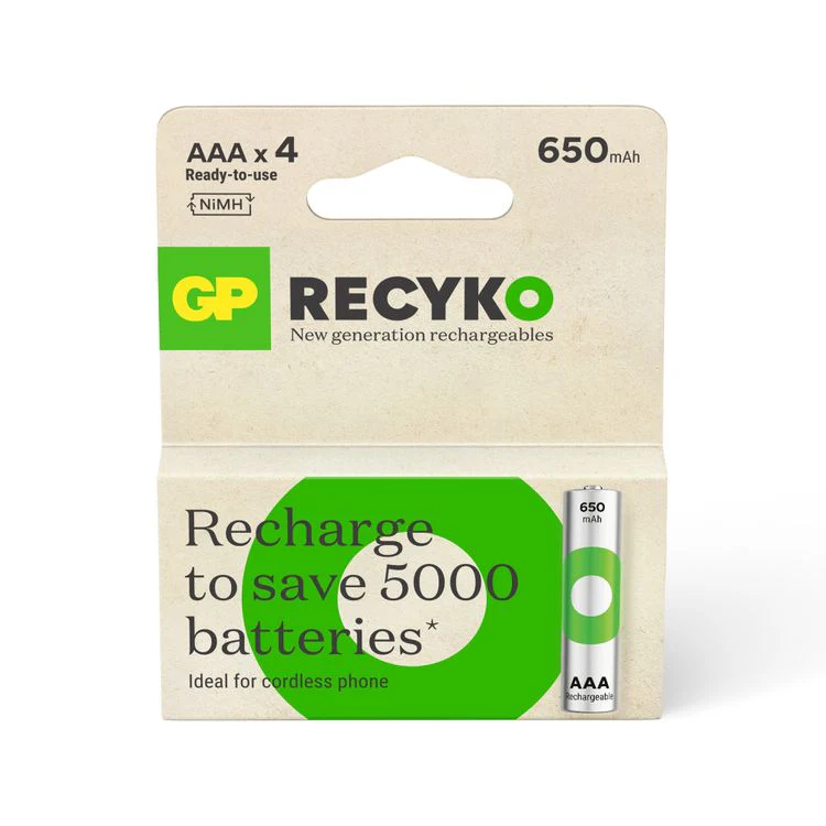 GP Recyko AAA batterij NiMH oplaadbaar 650mAh 1,2V 4st - Image 3